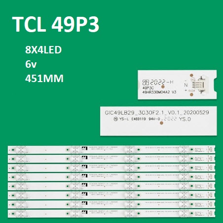 بک لایت 49 اینچ تی سی ال مدل 49P3 و L49P3-CF و 49P3CF شامل 8 شاخه 4 ال ای دی st023