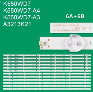 بک لایت ال ای دی k550wd7 شامل 6 شاخه A و 6 شاخه B